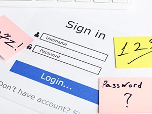sign on screen with sticky notes business password management