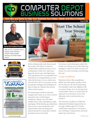 Computer Depot Business August Newsletter